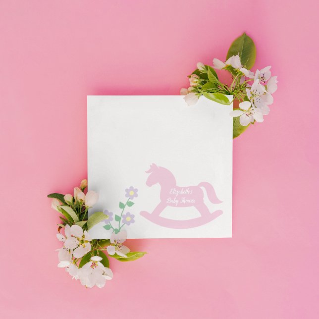 Servilleta De Papel Pink Rocking Horse Girl Baby Shower (Subido por el creador)
