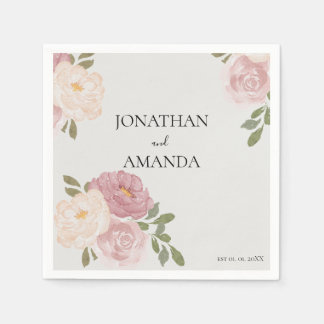Servilleta De Papel Pink Rose Wedding Cocktail
