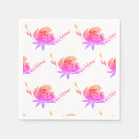 Pink Roses elegantes Napkins Boda Floral