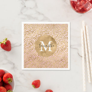 Servilleta De Papel Pink Rubor Gold Leopard Print Glitz Sparkle