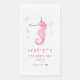Servilleta De Papel Pink Seahorse 1st birthday