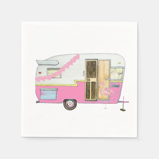 Servilleta De Papel Pink She Shed Camper Trailer (Anverso)