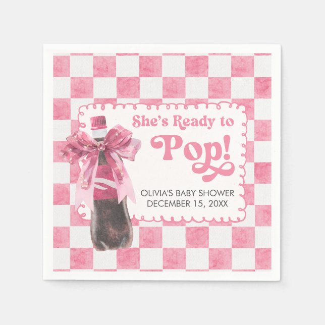 Servilleta De Papel Pink She's Ready to Pop Baby Shower (Anverso)