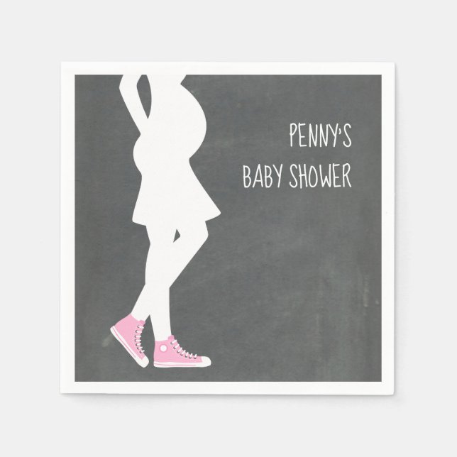 Servilleta De Papel Pink Sneakers Baby Bump Baby Shower (Anverso)