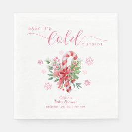 Servilleta De Papel Pink Snowflake Festive Candy Girl Baby Shower 