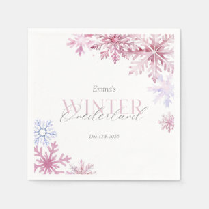 Servilleta De Papel Pink Snowflake Winter Wonderland Primer Cumpleaños