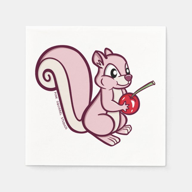 Servilleta De Papel Pink Squirrel Napkin (Anverso)