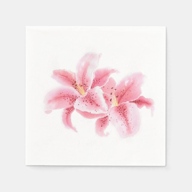 Servilleta De Papel Pink Stargazer Lilies (Anverso)