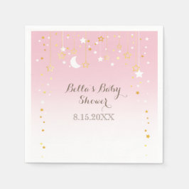 Servilleta De Papel Pink Stars Moon Baby Shower
