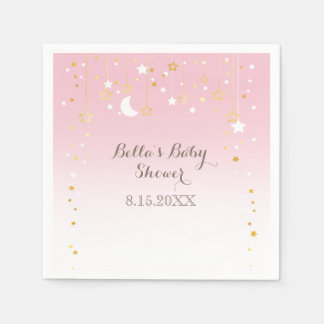 Servilleta De Papel Pink Stars Moon Baby Shower