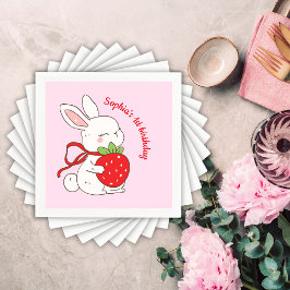 Servilleta De Papel Pink Strawberry Bunny Birthday