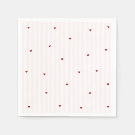 Servilleta De Papel Pink Stripe Red Heart Little Sweetheart Birthday