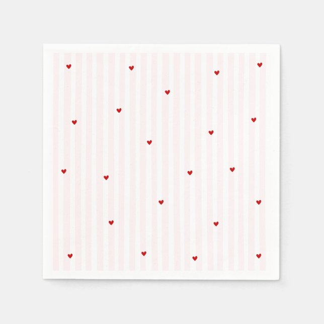 Servilleta De Papel Pink Stripe Red Heart Little Sweetheart Birthday (Anverso)