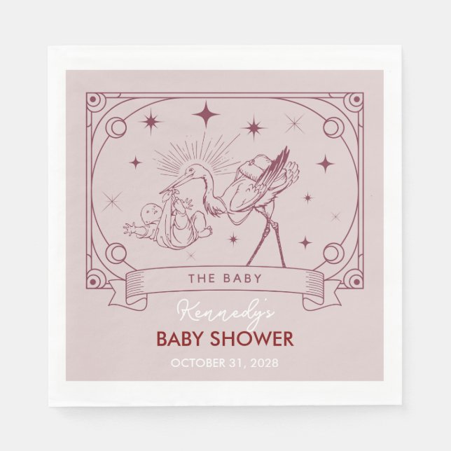 Servilleta De Papel Pink Tarot Baby Shower Napkin (Anverso)