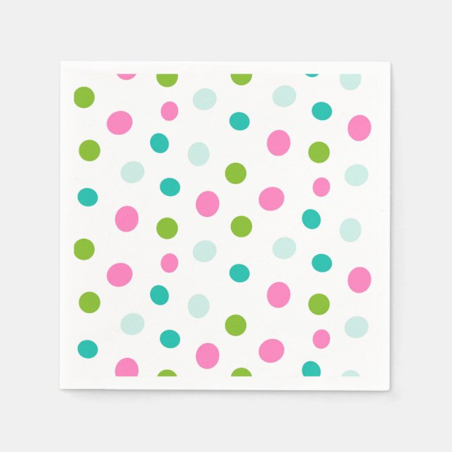 Servilleta De Papel Pink Teal Polkadots Simple Modern Christmas  (Anverso)