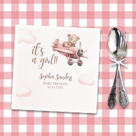 Servilleta De Papel Pink Teddy Baby Shower for a Girl