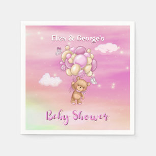 Servilleta De Papel Pink Teddy Bear Baby Shower