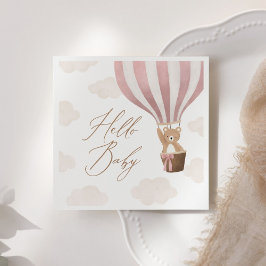 Servilleta De Papel Pink Teddy Bear Hot Air Balloon Baby Shower