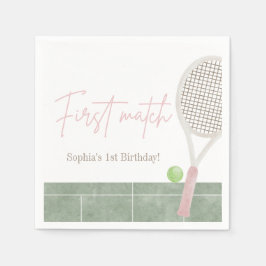 Servilleta De Papel Pink Tennis First Birthday Girl Preppy Classic 