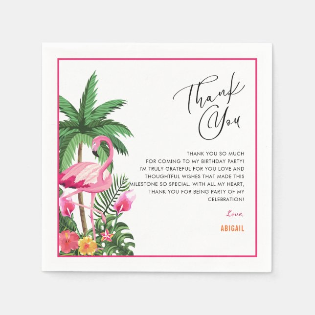 Servilleta De Papel Pink Tropical Hawaiian Adult 25th Birthday Napkins (Anverso)