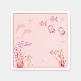 Servilleta De Papel Pink Under Sea baby Shower