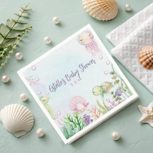 Servilleta De Papel Pink Under the Sea Baby Shower Napkins