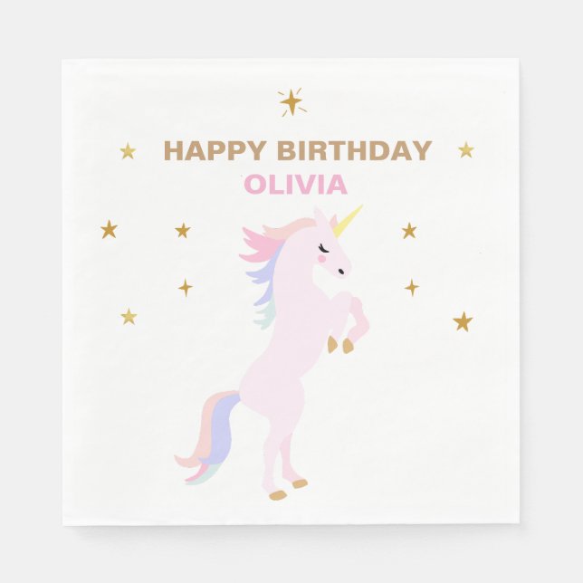 Servilleta De Papel Pink Unicorn Table napkins pastel (Anverso)