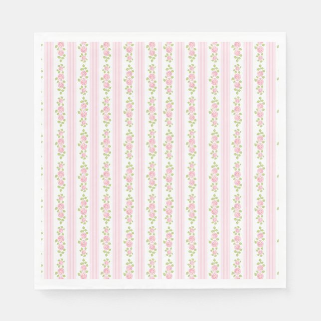 Servilleta De Papel Pink Vintage Fancy Floral Party Dessert (Anverso)