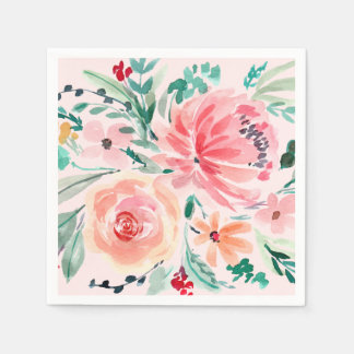 Servilleta De Papel Pink Watercolor Floral Bridal Shower
