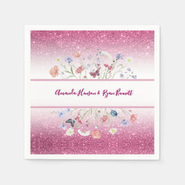Servilleta De Papel Pink Watercolor Floral Flower Wedding