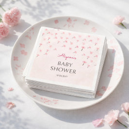 Servilleta De Papel Pink Watercolor Floral Minimal Baby Shower