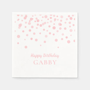 Servilleta De Papel Pink & White Happy Birday Mascota Nombre Papel Nap
