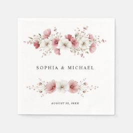 Servilleta De Papel Pink Wild Flowers Wedding