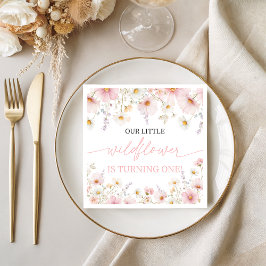 Servilleta De Papel Pink Wildflower 1st Birthday Napkins