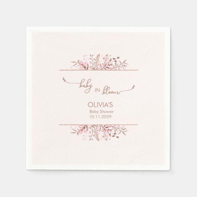 Servilleta De Papel Pink Wildflower Baby in Bloom Baby Shower (Anverso)