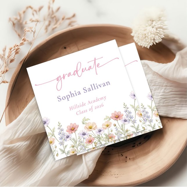 Servilleta De Papel Pink Wildflower Bloom Graduation Party (Subido por el creador)