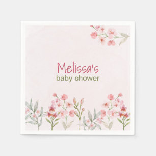 Servilleta De Papel Pink Wildflower Garden Baby Shower Napkins