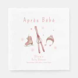 Servilleta De Papel Pink Winter Woodland Après Bébé Ski Baby Shower 