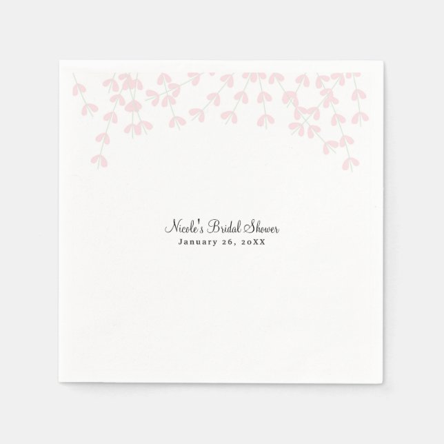 Servilleta De Papel Pink Wispy Rustic Vine Engagement Briower (Anverso)