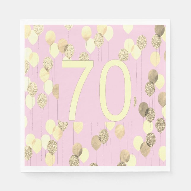 Servilleta De Papel Pink y Gold 70 cumpleaños (Anverso)