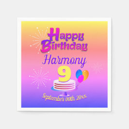 Servilleta De Papel PINK y GOLD Feliz cumpleaños | Editable