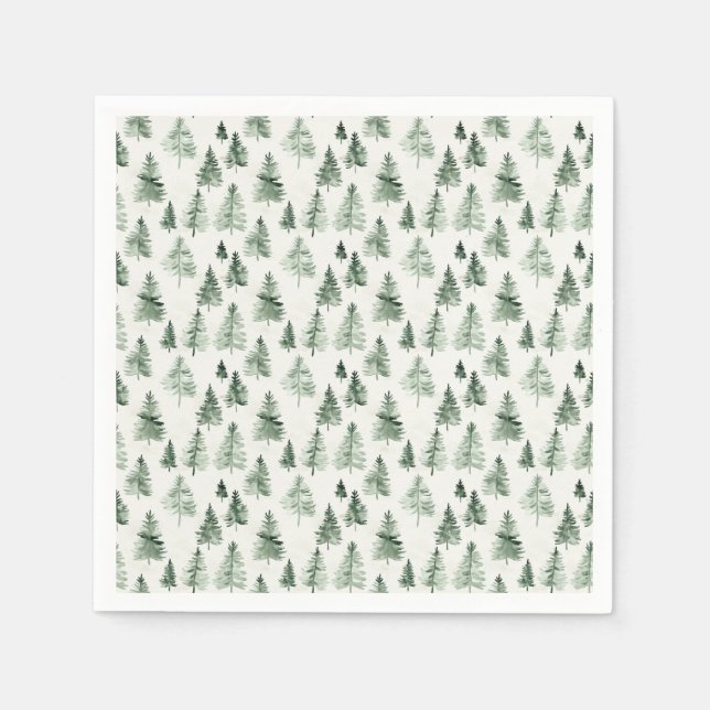 Servilleta De Papel Pino acuarela bosque forestal  (Anverso)