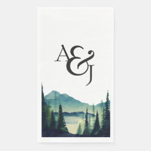 Servilleta De Papel Pinos Acuarela Minimalista Rústica Personalizada