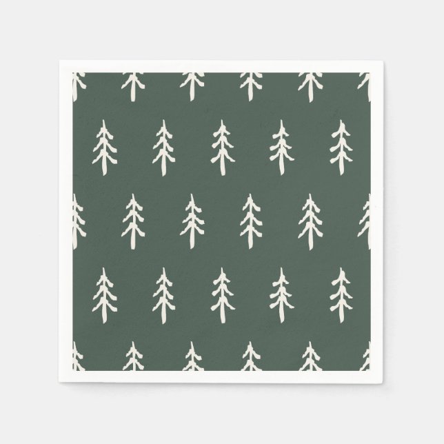 Servilleta De Papel Pinos Susurrantes - Verde Bosque Profundo (Anverso)
