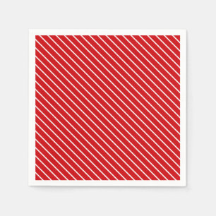 Servilleta De Papel Pinstripes diagonales: rojo profundo y blanco
