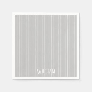 Servilleta De Papel Pinstripes gris claro personalizado