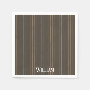 Servilleta De Papel Pinstripes retro castaño personalizado