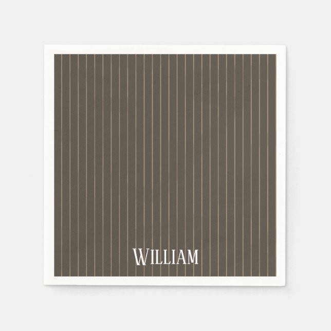 Servilleta De Papel Pinstripes retro castaño personalizado (Anverso)