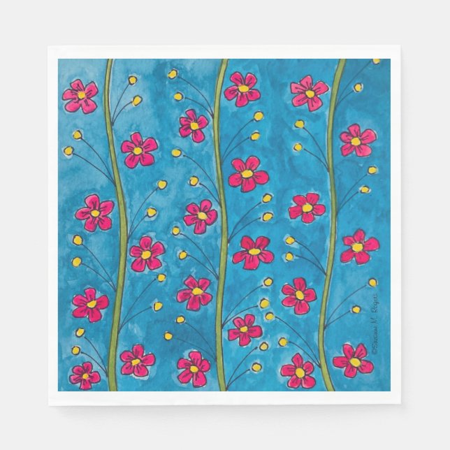 Servilleta De Papel Pintada de amapola Fiesta de flores de amapola (Anverso)