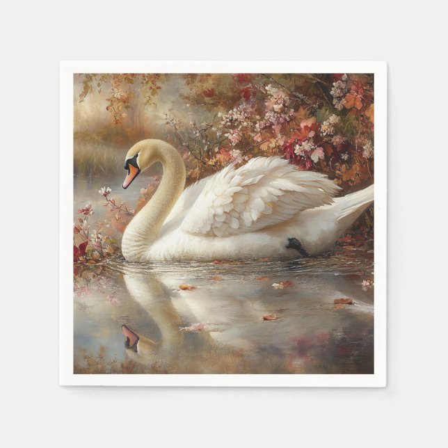 Servilleta De Papel Pintado de follaje otoñal de Swan Pastel (Anverso)